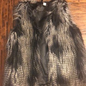 Black & White stylish fur vest